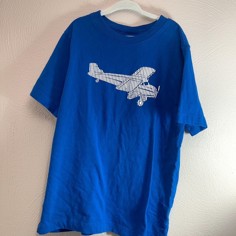 Hanna Andersson Blue White Airplane Short Sleeve Tee